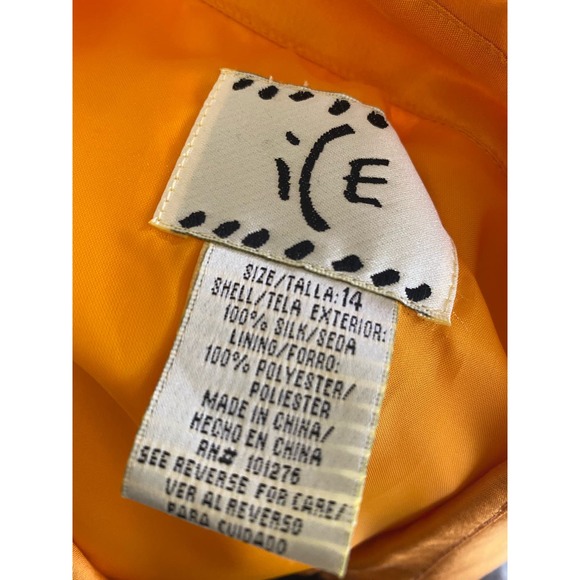 Vintage size 14 100% silk wrap top Ice brand yellow/gold - Picture 3 of 4